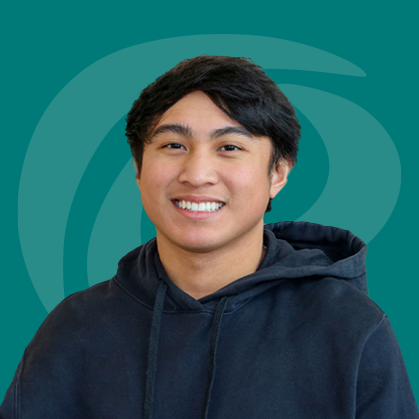 Student with Edison logo in the background