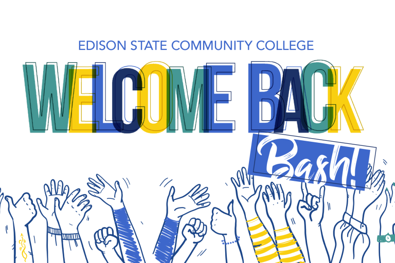 Edison State Community Collge welcome back bash with hands cheering