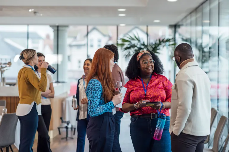 People networking and connecting in an office