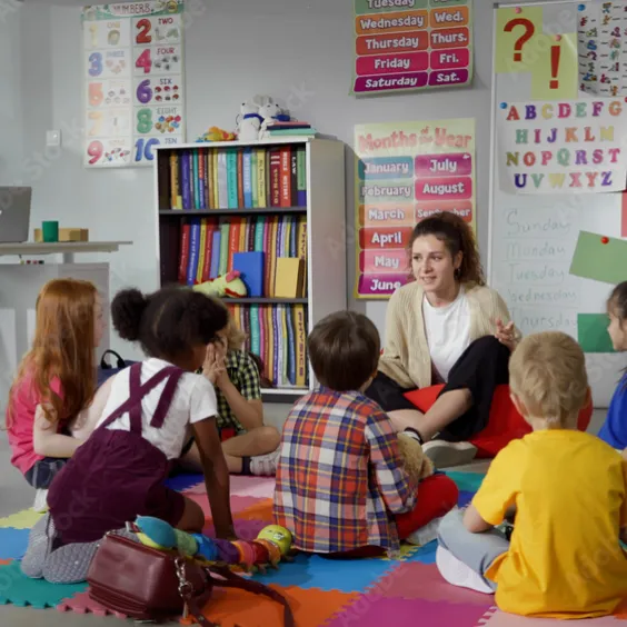 children with teacher