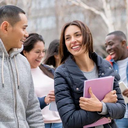 Students outside on campus