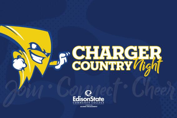 Charger Country Night text with Charlie Charger logo