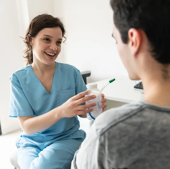  Respiratory Therapist Guiding Patient  