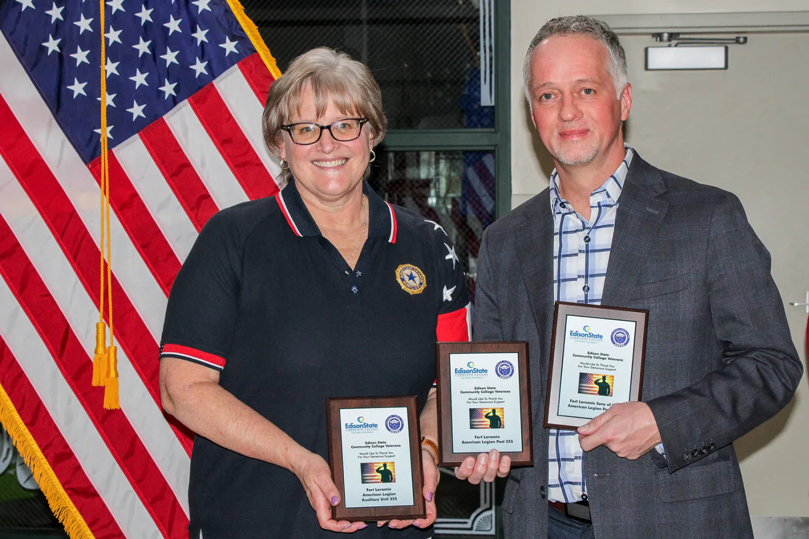Cindy Plas, Fort Loramie American Legion Auxiliary, and Edison State President