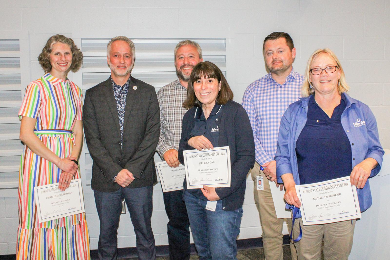 Honorees for 10 Years of Service