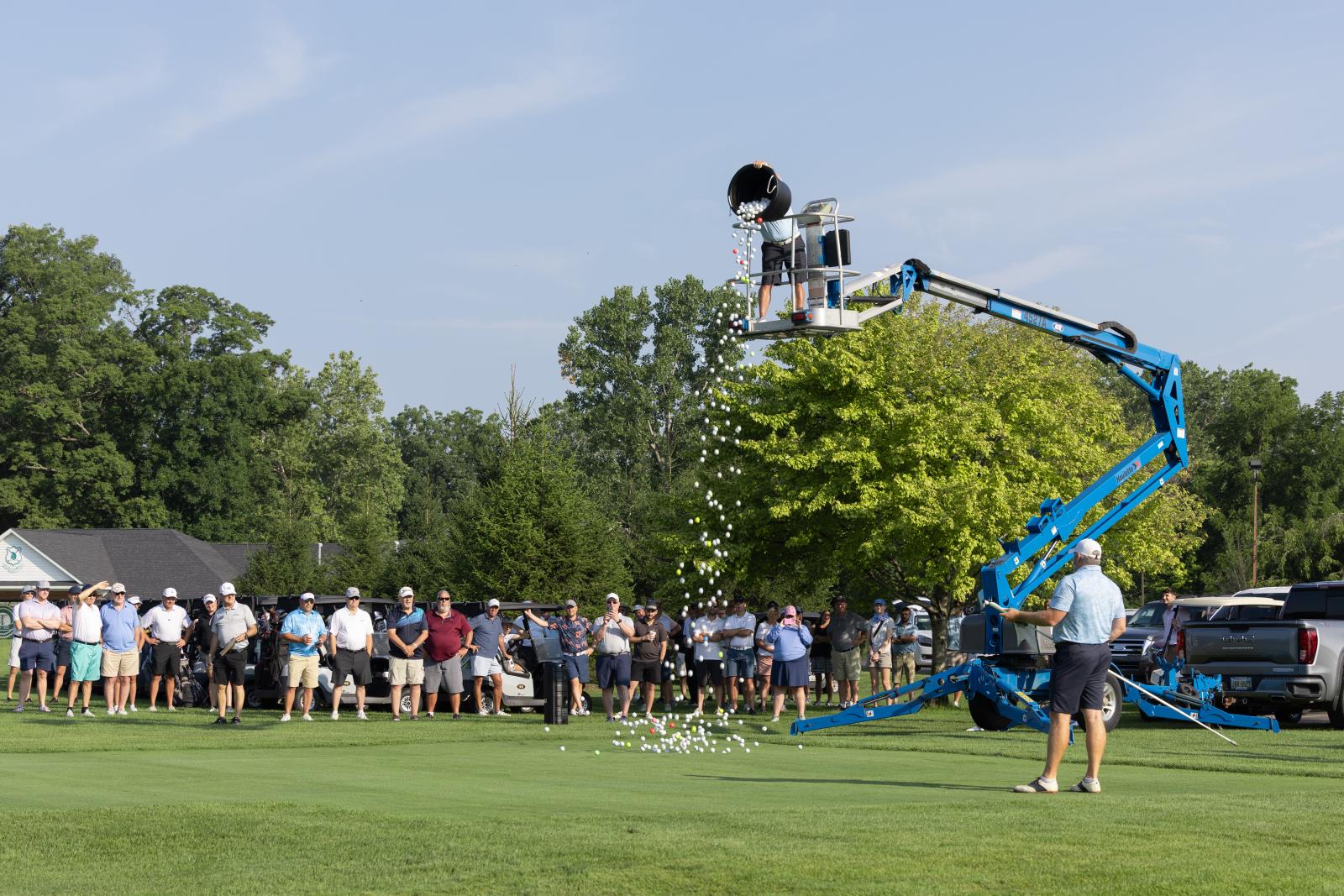 Golf balls drop in contest