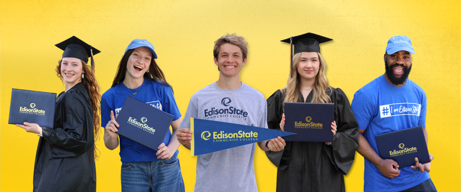 Web Banner Students Holding Diploma or Flag
